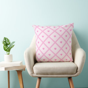 Pink Heart Modern Plaid Collection Cushion