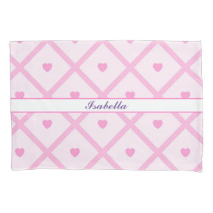 Pink Heart Modern Plaid Collection Pillowcase