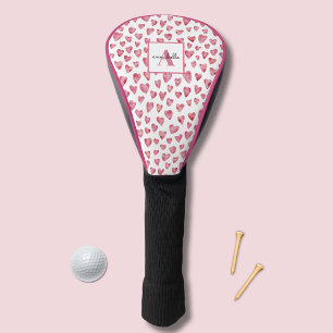 Pink Heart Monogram First Name Golf Head Cover