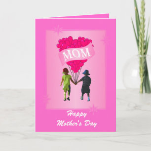 Pink heart mother's day card