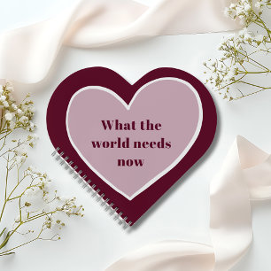 Pink Heart Motivational Quote Maroon Notebook