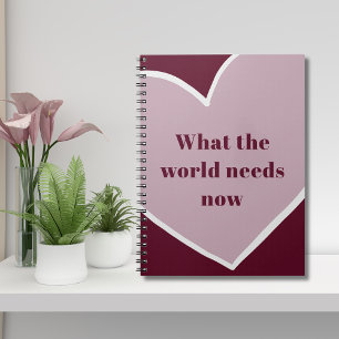 Pink Heart Motivational Quote Maroon Notebook
