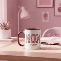 Pink Heart Mum Est Year Varsity Design