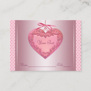 Pink Heart Name Seating Table Cards