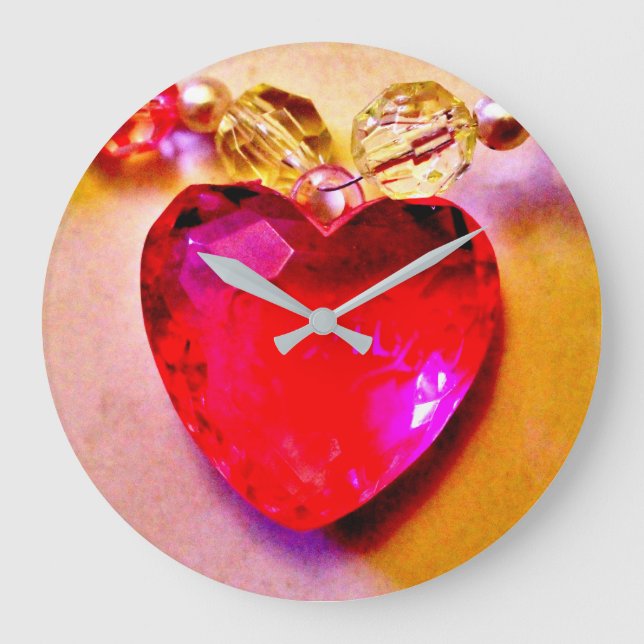 Pink Heart Necklace Large Clock (Front)