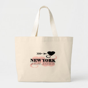 Pink Heart New York Large Tote Bag