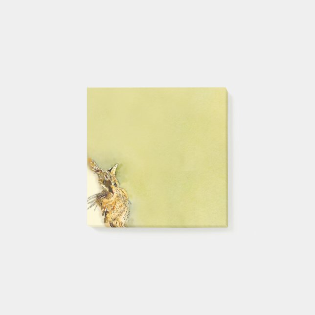 Pink Heart Nose Tabby Cat Watercolor Artwork Post-it Notes (Front)