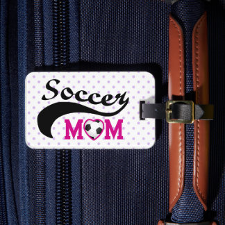 Pink Heart O Soccer Mum Luggage Tag