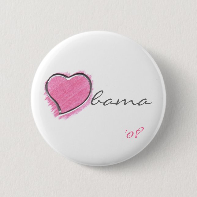 Pink Heart Obama Button (Front)