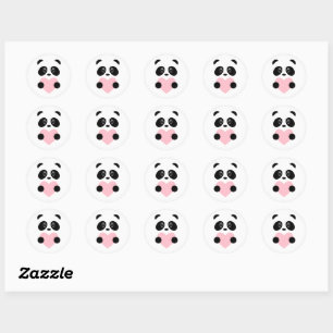 Pink Heart Panda Classic Round Sticker