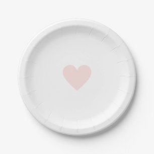 Pink Heart Paper Plate