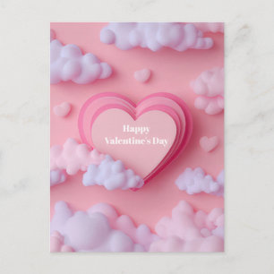 Pink Heart Papercut Valentine`s Day Card 