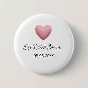 Pink heart pastel retro bridal shower date boho te 6 cm round badge
