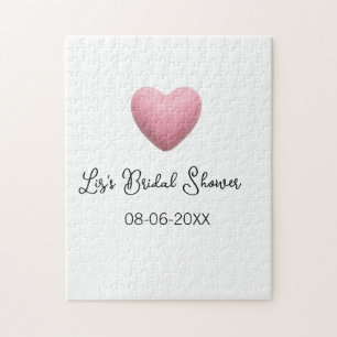 Pink heart pastel retro bridal shower date boho te jigsaw puzzle