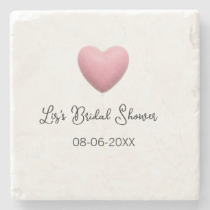 Pink heart pastel retro bridal shower date boho te stone coaster