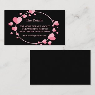 Pink Heart Pattern Black Geometric Wedding Detail Enclosure Card
