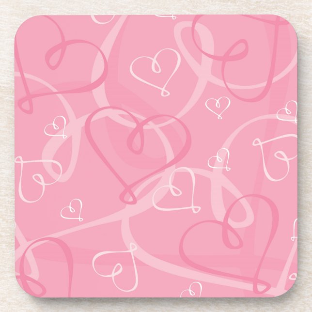 Pink heart pattern coaster (Front)