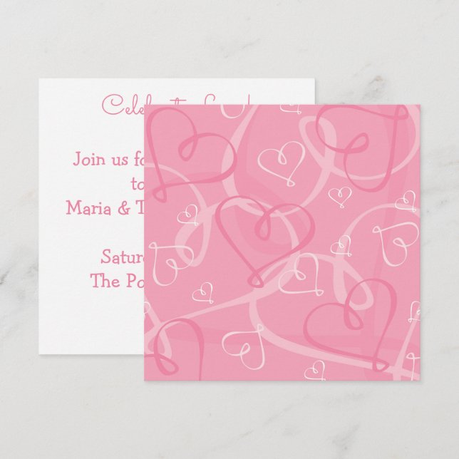 Pink heart pattern invitation (Front/Back)