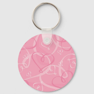 Pink heart pattern key ring