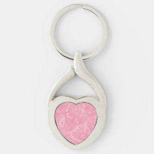 Pink heart pattern key ring