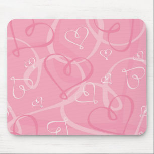 Pink heart pattern mouse mat
