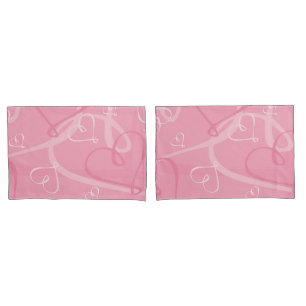 Pink heart pattern pillowcase