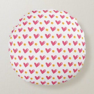 pink heart pattern round cushion