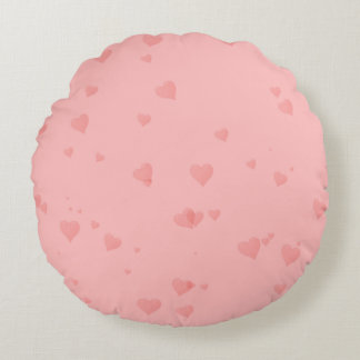 Pink Heart Pattern Round Pillow