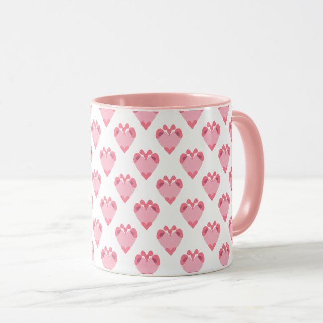 Pink Heart Pattern Strawberry Valentine Gift Mug (Front Right)