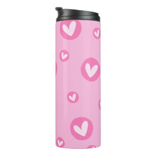 Pink Heart Pattern Thermal Bottle