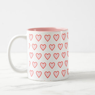 Pink Heart Pattern Two-Tone Coffee Mug