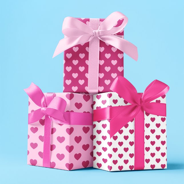 Pink Heart Pattern y2k Preppy Holiday Wrapping Paper Sheet (Creator Uploaded)