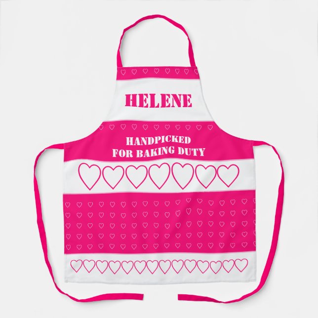 Pink Heart Patterned Apron (Front)