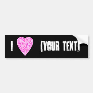Pink Heart. Patterned Heart Design. Bumper Sticker
