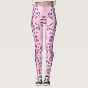 Pink Heart Patterned Ladies Leggings