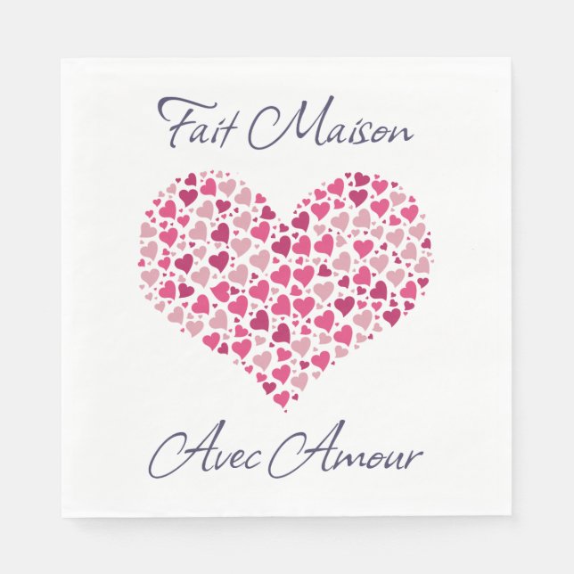 Pink Heart Patterned Paper Towels Napkin (Front)