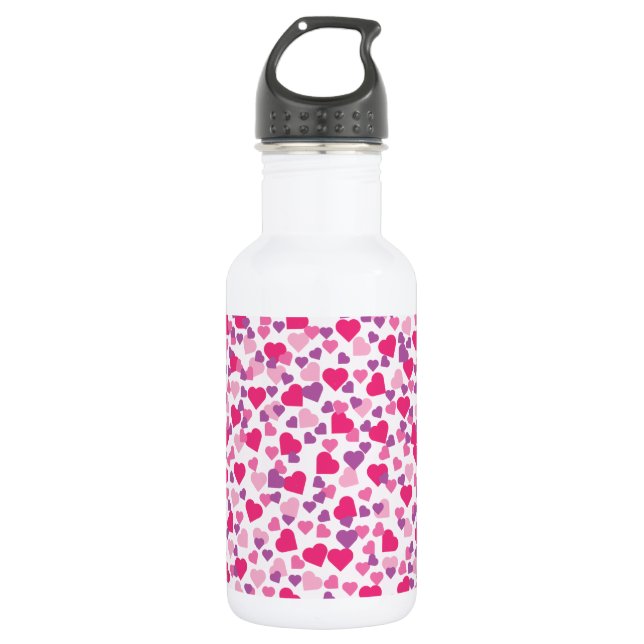 Pink Heart Patterns 532 Ml Water Bottle (Front)