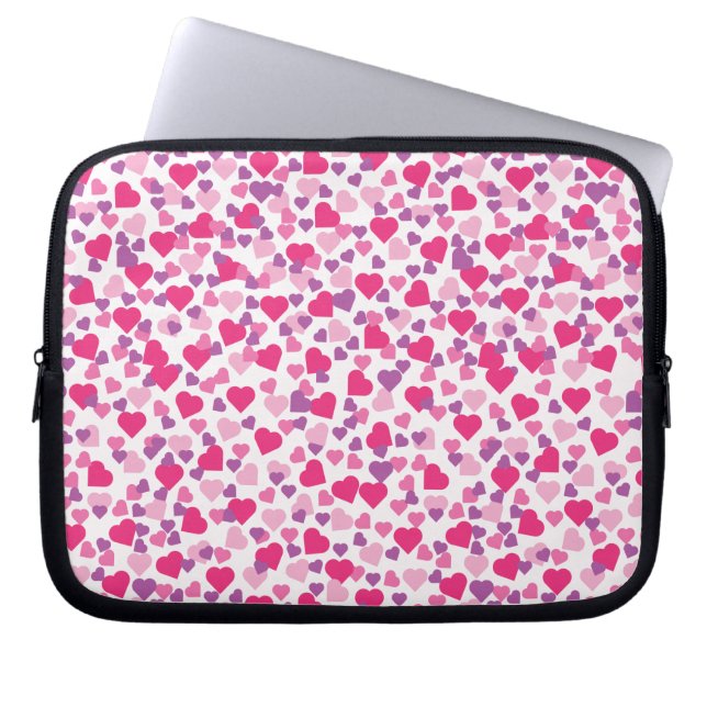 Pink Heart Patterns Laptop Sleeve (Front)
