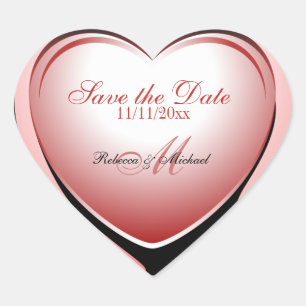 Pink Heart Pendant Save the Date Heart Sticker