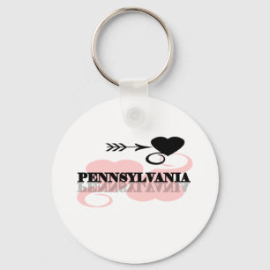 Pink Heart Pennsylvania Key Ring