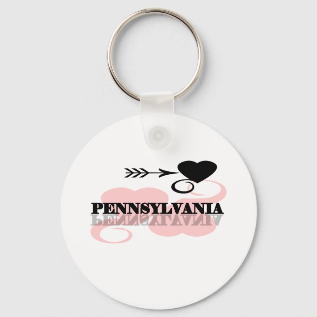 Pink Heart Pennsylvania Key Ring (Front)