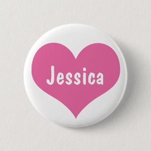 Pink Heart - Personalised Girly Name Button