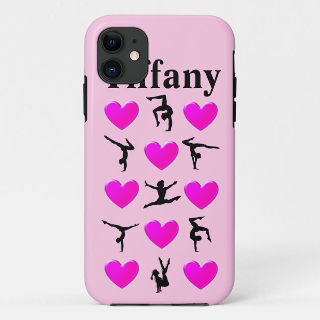 Pink Heart Personalised Gymnastics iphone 6 case (Back)