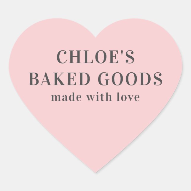 Pink Heart Personalised Made With Love Heart Stick Heart Sticker (Front)