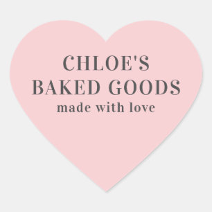 Pink Heart Personalised Made With Love Heart Stick Heart Sticker