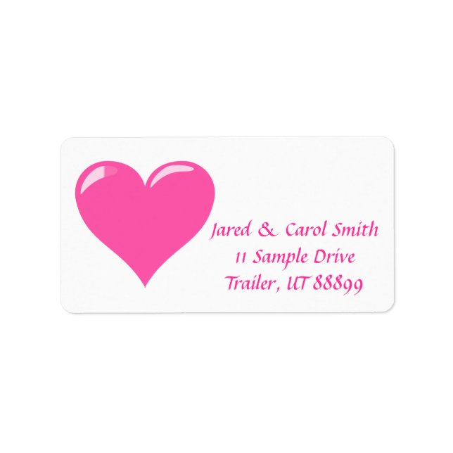 Pink Heart Personalised Mailing Labels (Front)