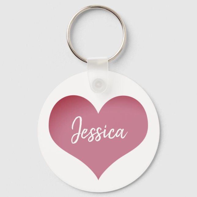 Pink Heart Personalised Name Keychain (Front)