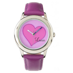 Pink Heart Personalised Watch