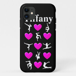 PINK HEART PERSONALIZED GYMNAST IPHONE CASE