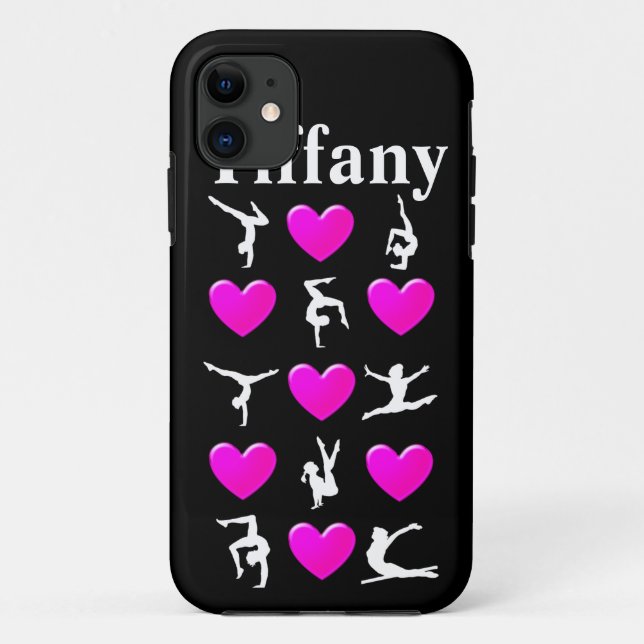 PINK HEART PERSONALIZED GYMNAST IPHONE CASE (Back)